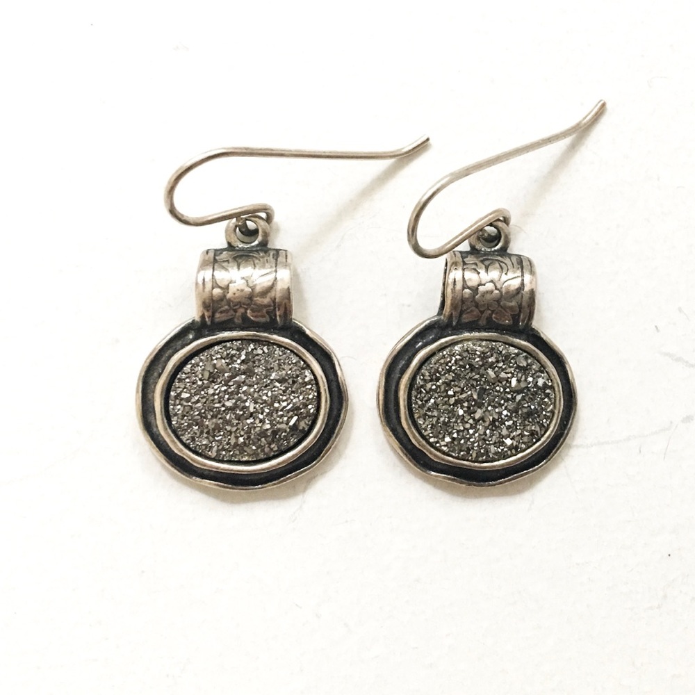 Silver Druzy Earrings